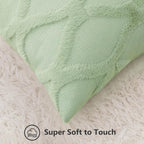 Decoruhome Spring Throw Pillow Covers 18X18 Inch Set Of 2, Soft Plush Faux Fur Wool Sage Green Couch Pillow Covers, Decorative Pillow Cases For Bed Sofa Living Room Home Decor