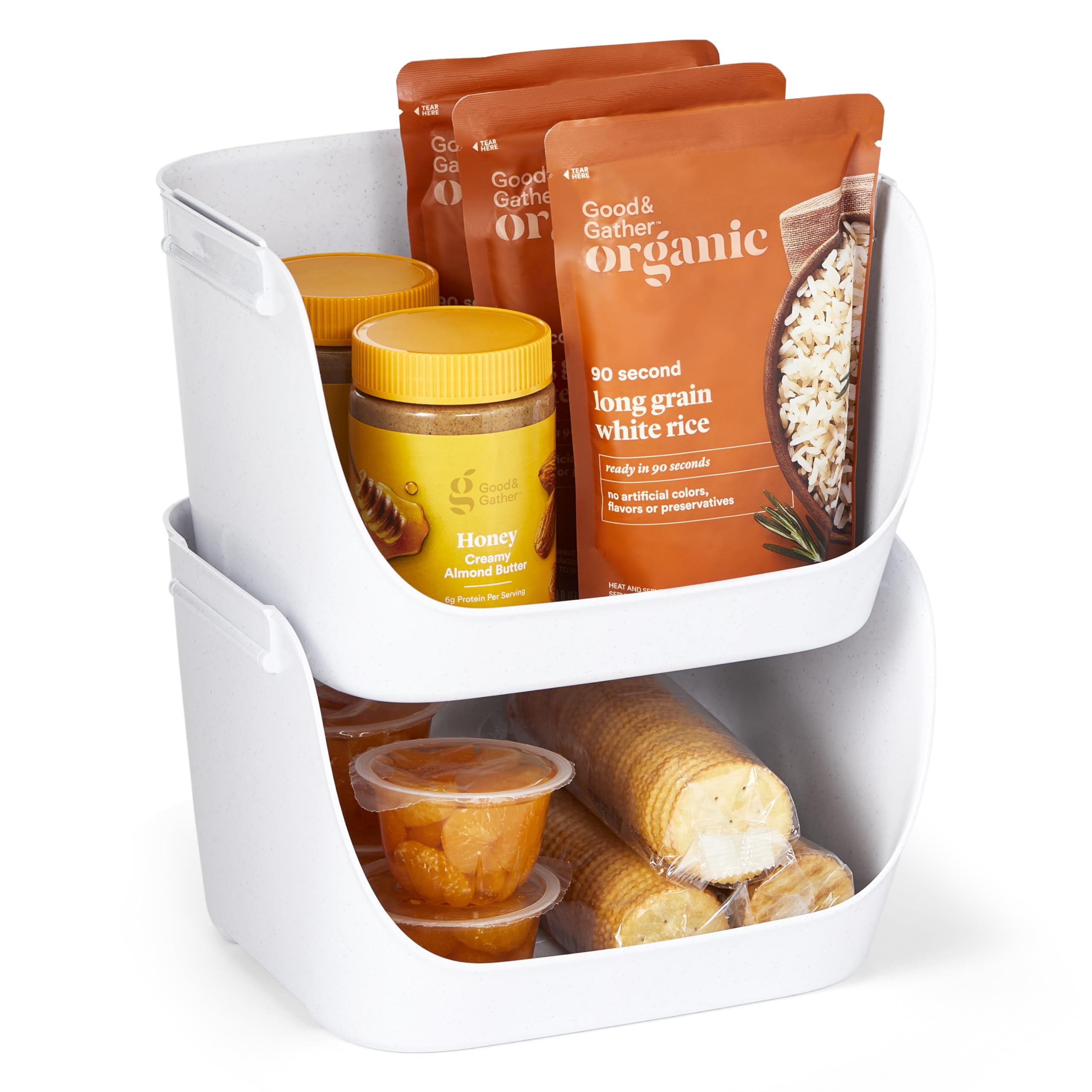 YouCopia ShelfBin Stacking Pantry Bins, 2-Pack, Stackable Storage Basket Organizers for Kitchen and Cabinet Organization