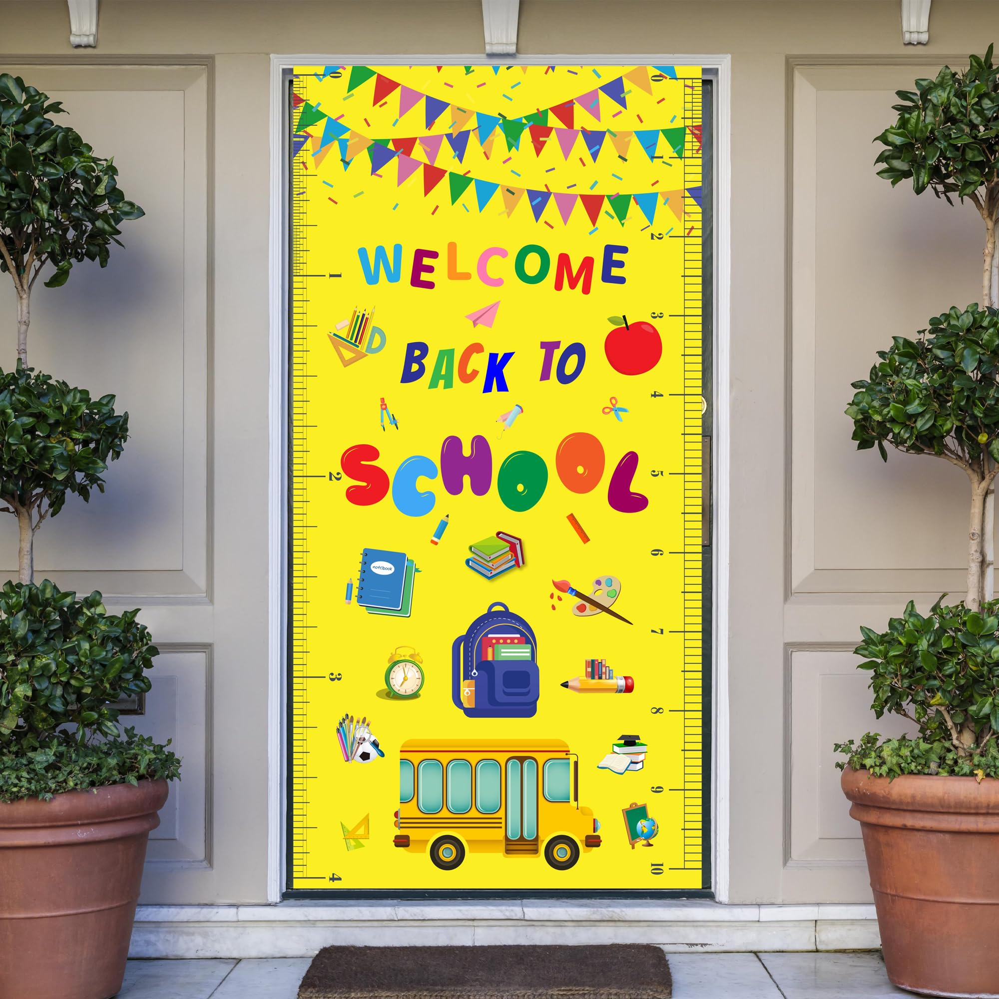 Welcome Back To School Party Door Banner - First 100Th Day Of School Door Cover School Classroom Photo Booth Prop Wall Backdrop