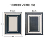 Rurality Outdoor Rug 9X12 Waterproof For Patio Clearance,Large Plastic Straw Mat For Camping,Porch,Rv,Reversible,Black And Beige