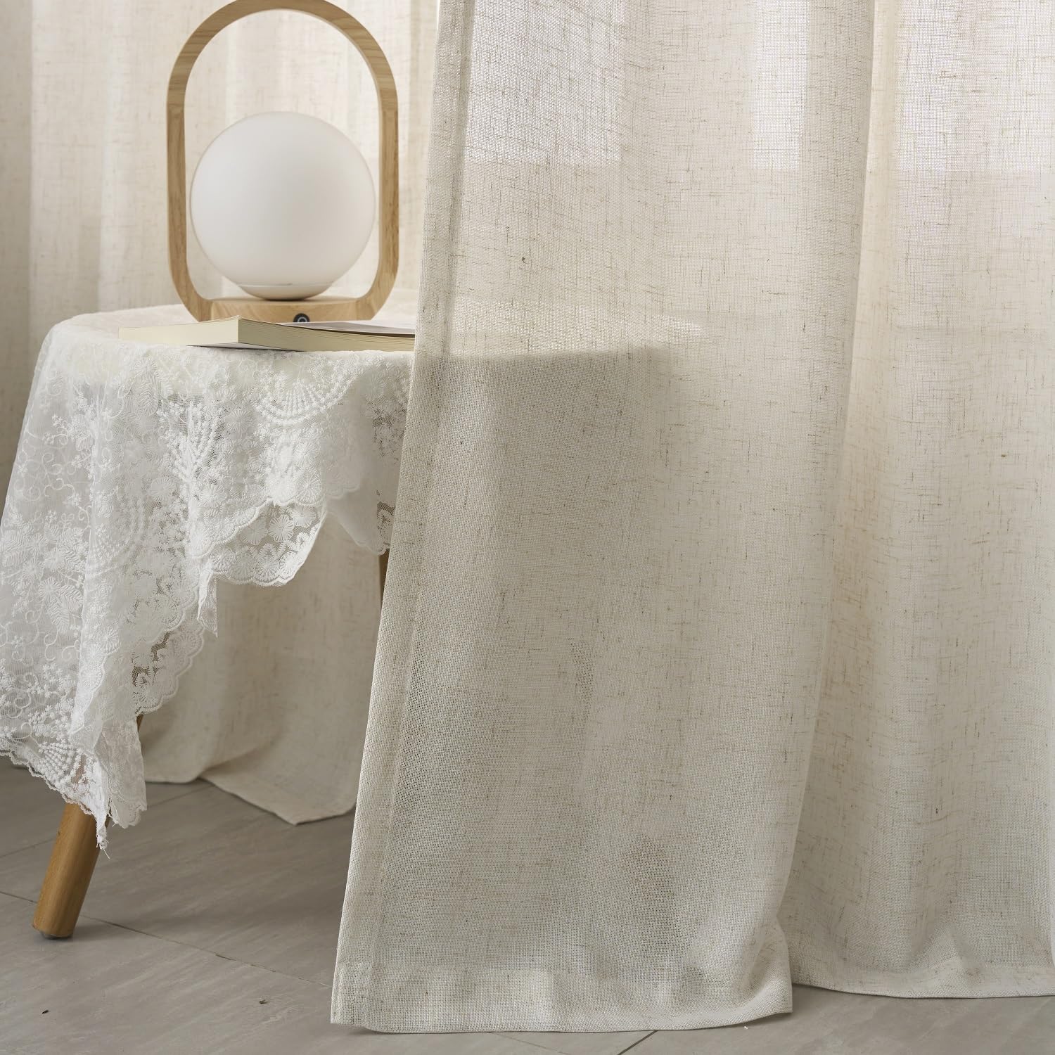 Ftinala 108 Inch Curtains Natural Linen Sheer Curtains 108 Inches Long Pinch Pleated Drapes Extra Long Neutral Farmhouse Curtain