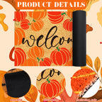 Moucuny 2 Pcs Pumpkin Door Mat Fall Welcome Front Door Mat Autumn Harvest Decorative Mat 15.75 X 23.62 Inches Non Slip Entrance