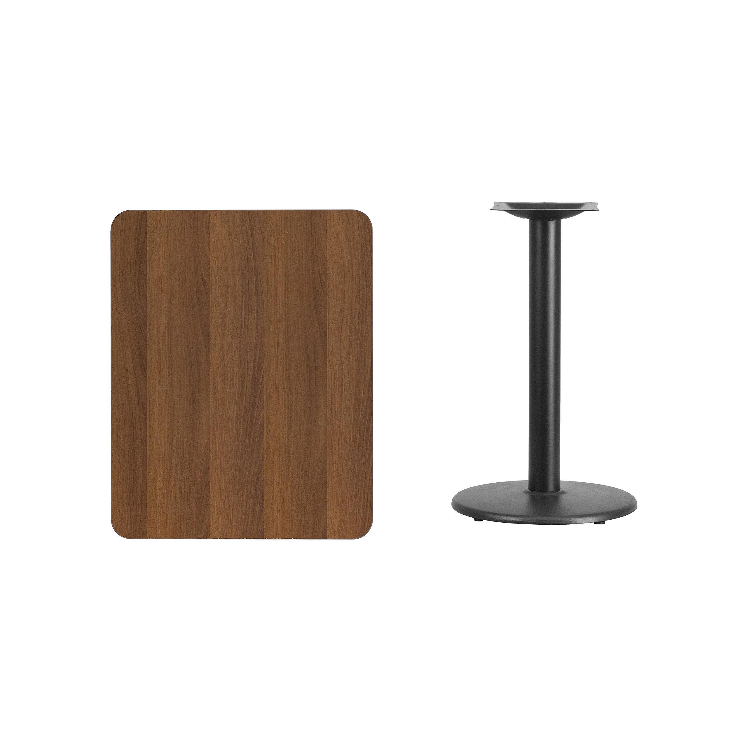 Flash Furniture 24'' X 30'' Rectangular Walnut Laminate Table Top With 18'' Round Table Height Base