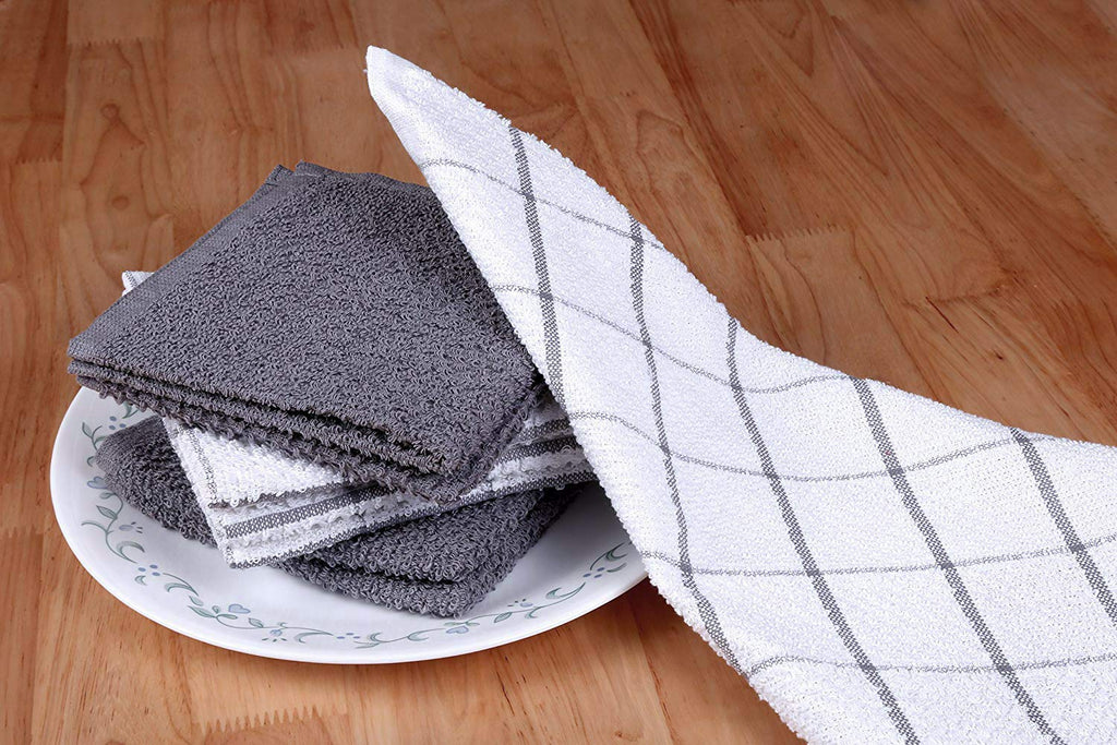 Amour Infini Terry Dish Cloth | Set Of 8 | 12 X 12 Inches | Super Soft And Absorbent |100% Cotton Dish Rags | Perfect For Househ