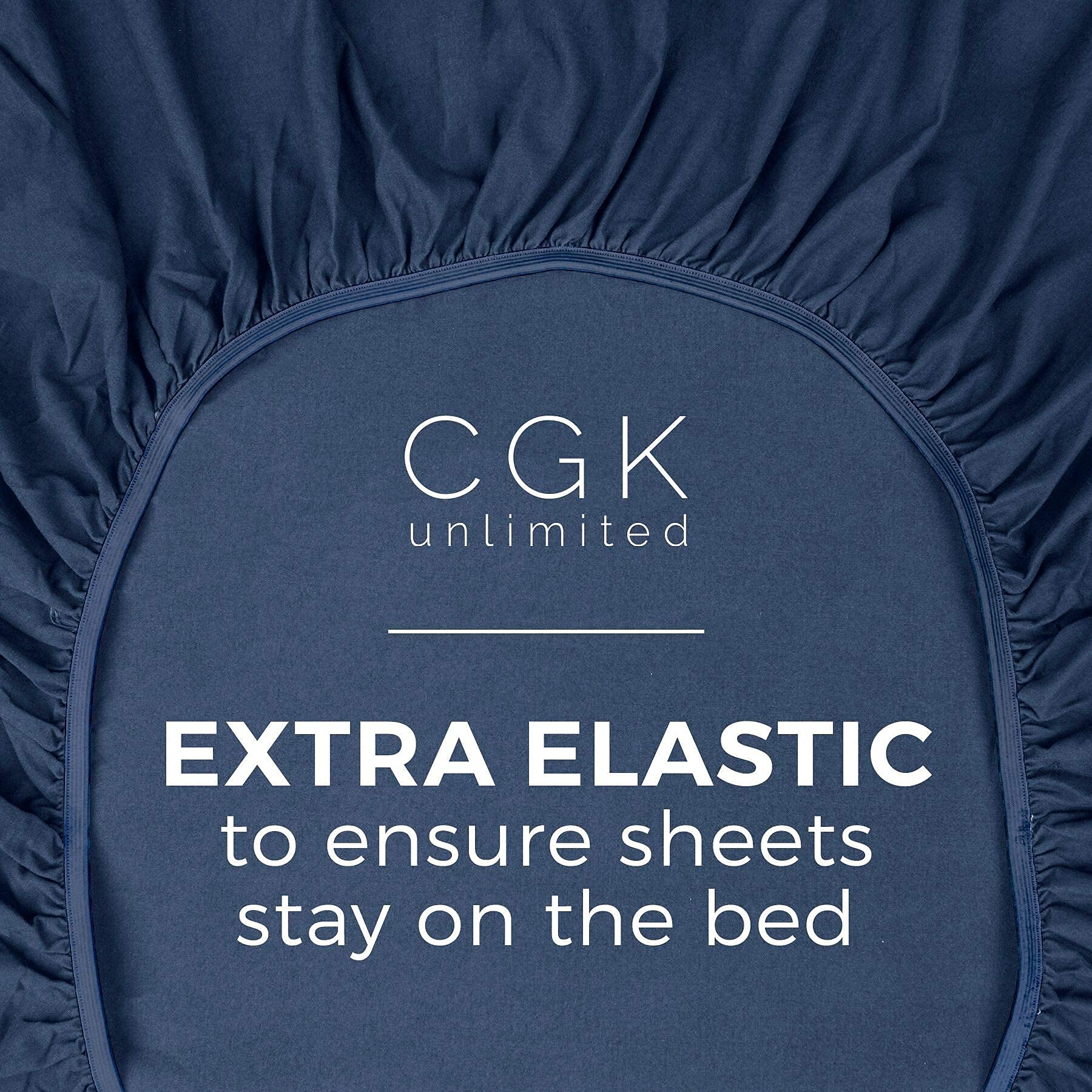 Full Fitted Bed Sheet - Hotel Luxury & Cooling Single Fitted Sheet Only - Easily Fits Mattress Up To 16 Inches Perfectly - Soft, Wrinkle Free, Breathable & Comfy Navy Blue Single Fitted Bed Sheet