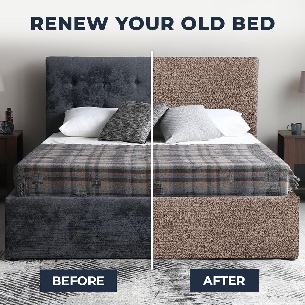 Paulato By Ga.I.Co. Bed Headboard & Frame Cover - Head Board Covers - Soft Polyester Fabric Cover - 1-Piece Form Fit Stretch Fur