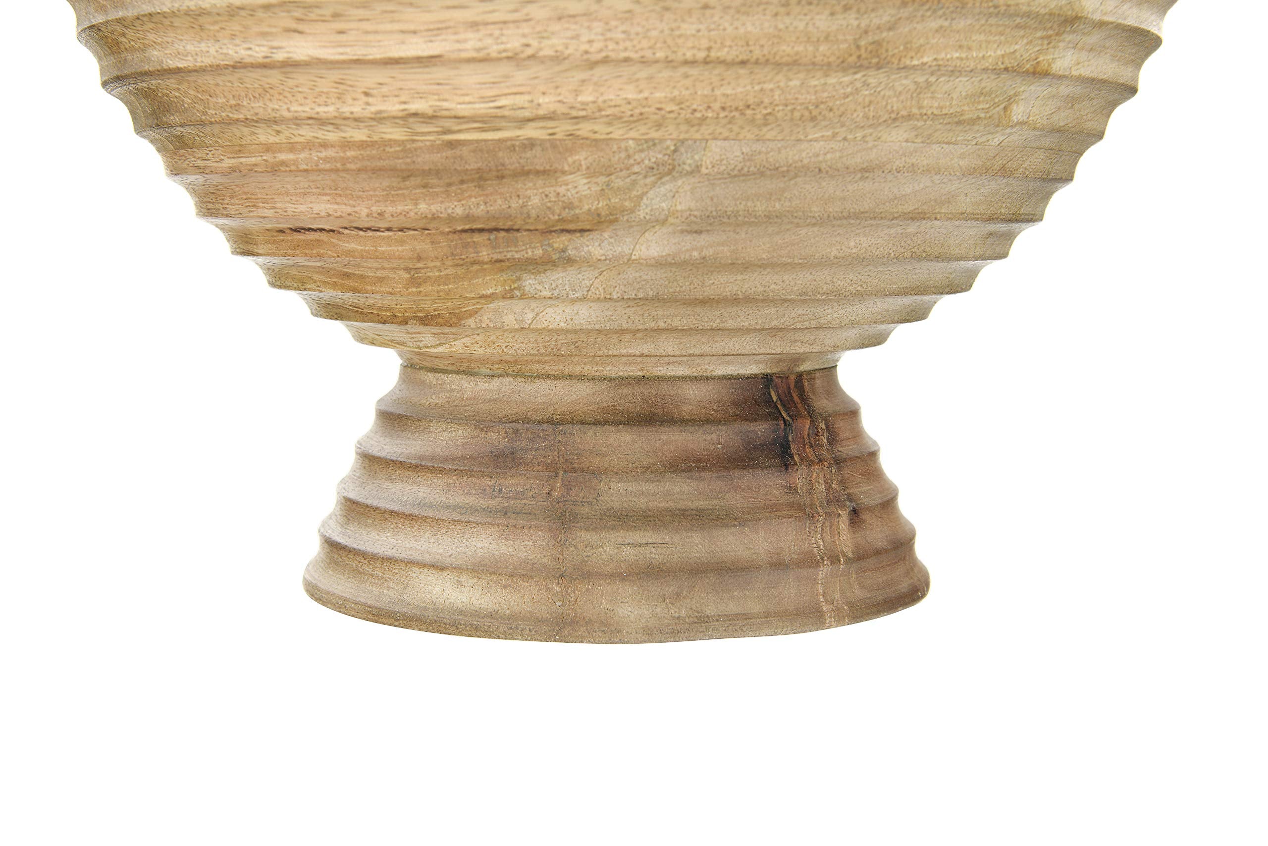 Creative Co-Op Df2440 Ridged Mango Wood Footed Bowl, Brown, 5 Quarts, Large