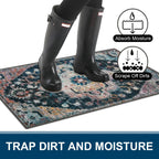 Collive Indoor Door Mat Retro Floor Mat, Non Slip Washable Doormat Large Size Quickly Absorb Welcome Mats Low-Pile Front Door Ru