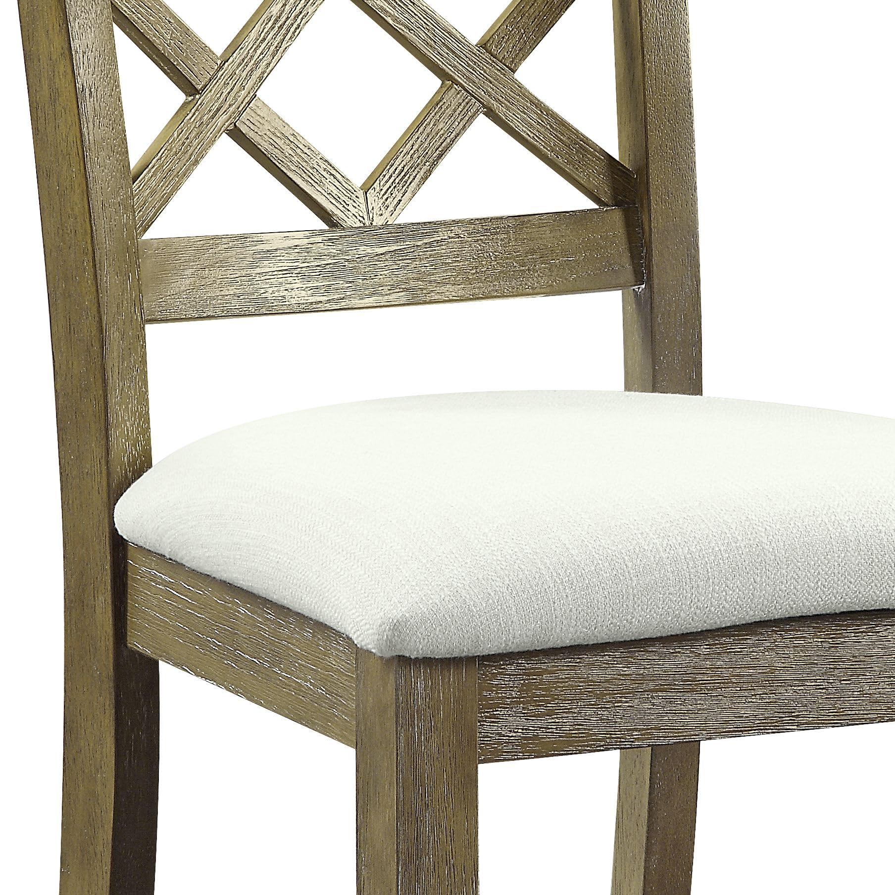 Acme Karsen Wooden Upholstered Side Chair in Beige Linen and Rustic Oak