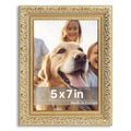 VictoR 5x7 Picture Frame Rubens Green Gold - Picture Frames 5x7 - with Shutterproof Acrylic Glass - Antique Frames - Gold Frame 