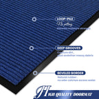 Door Mat Heavy Duty Outdoor Indoor Doormat Low Profile Front Door Mat Large 48X72 Inch Blue Entrance Welcome Mats Easy Clean Pat
