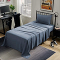 Sleep Zone Nanotex Super Soft Cooling Twin Bed Sheets Set For Kids 3 Piece - Easy Care Fitted Flat Sheet & Pillowcase Sets - Wrinkle Free, Fade Resistant, Deep Pocket 16' (Flint Blue, Twin)