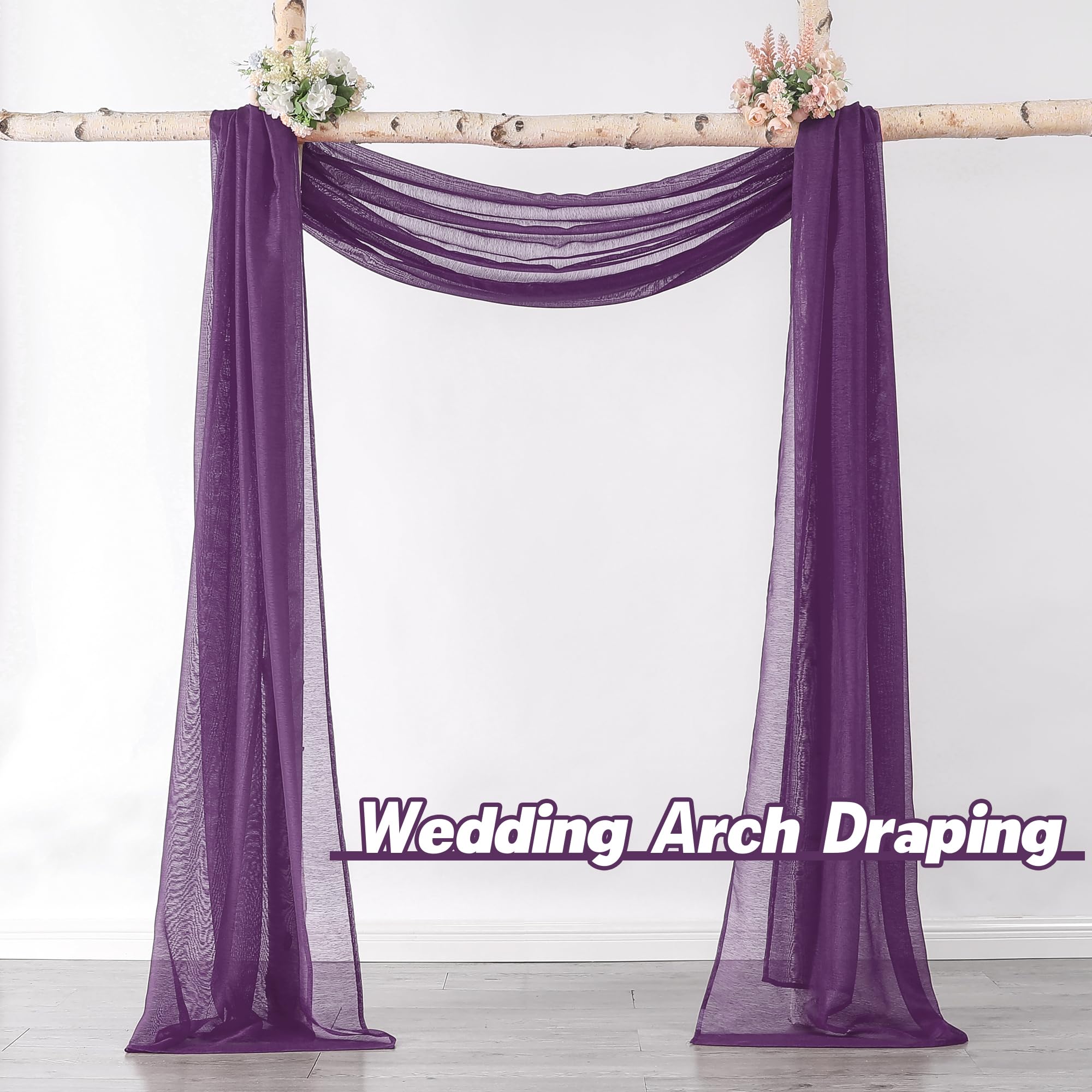 Donren Royal Purple Window Scarf For Background - Luxury Soft Sheer Scarf Add To Window Curtains For Enhanced Effect (52 By 216