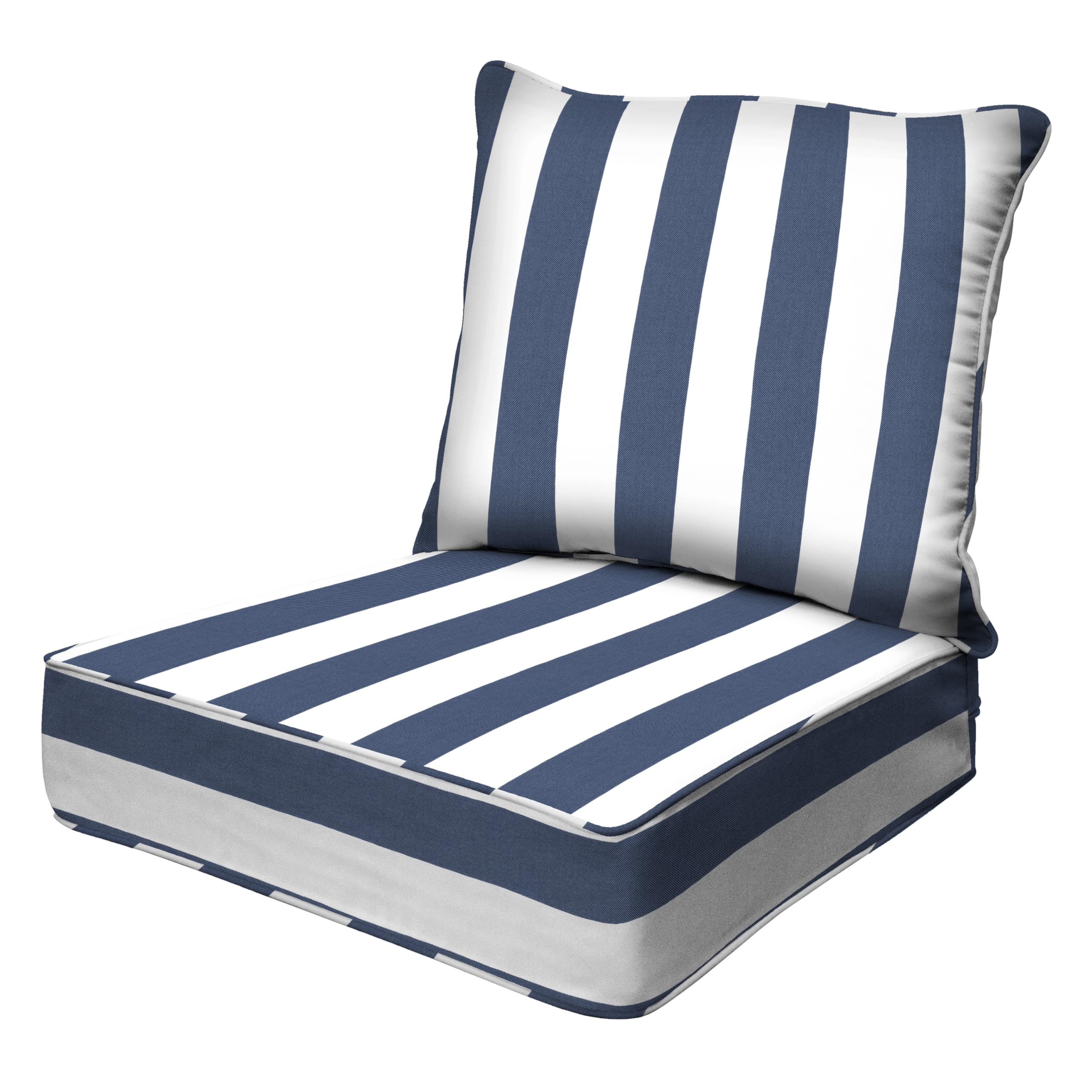 Honeycomb Outdoor Deep Seat, 24' W X 23' D, Cabana Stripe Blue & White Outdoor Chair Cushion