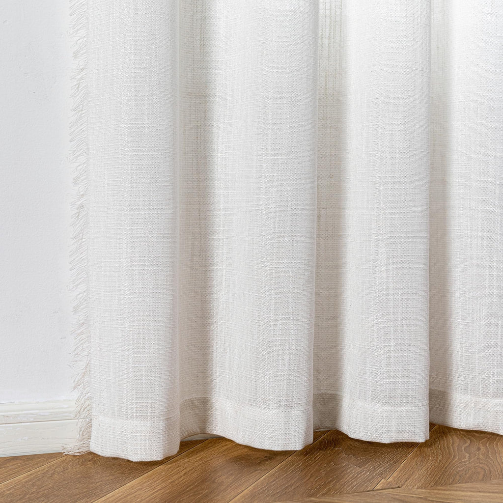 Mysky Home Natural Living Room Curtains 2 Panel Set Silver Soft Cotton Blend Semi Sheers Light Filtering Back Tab Privacy Drapes