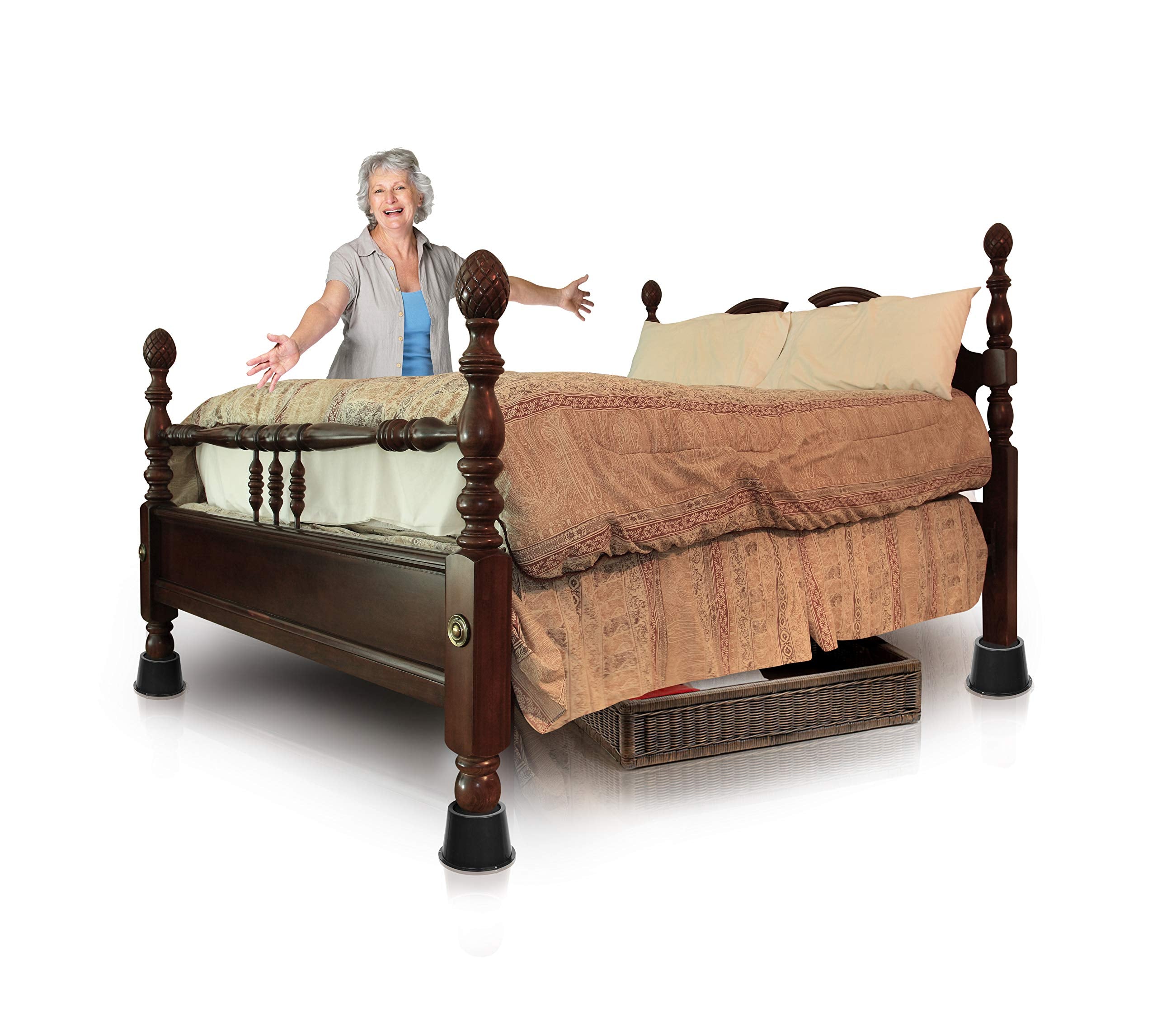 Slipstick Premium 3 Inch Bed Risers/Furniture Raisers With Steel Reinforced Holder Top, Lifts Height 3'' (6 Pack) Supports 3,960