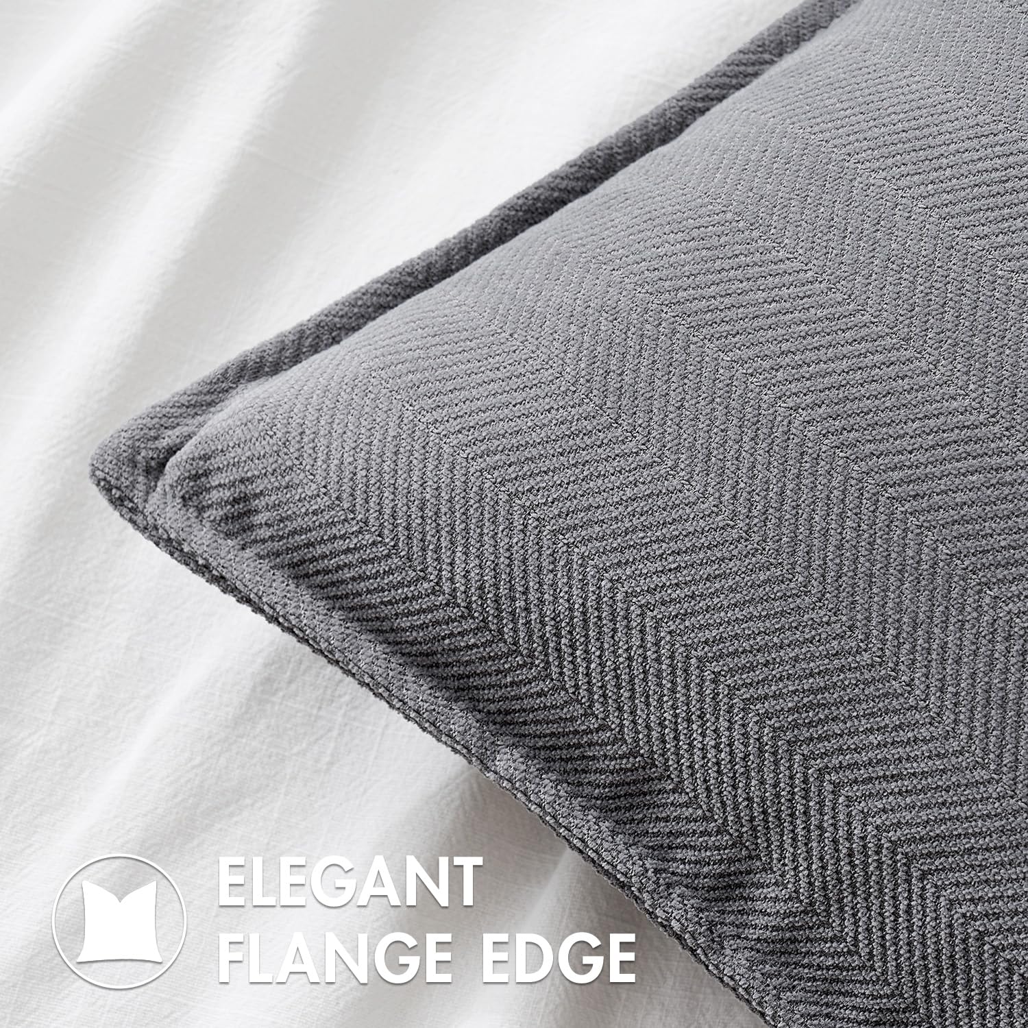 Miulee Pack Of 2 Grey Decorative Pillow Covers 22X22 Inch Soft Chenille Luxurious Couch Throw Pillows Farmhouse Cushion Covers Euro Shams With Elegant Design For Sofa Bedroom Living Room Home Decor