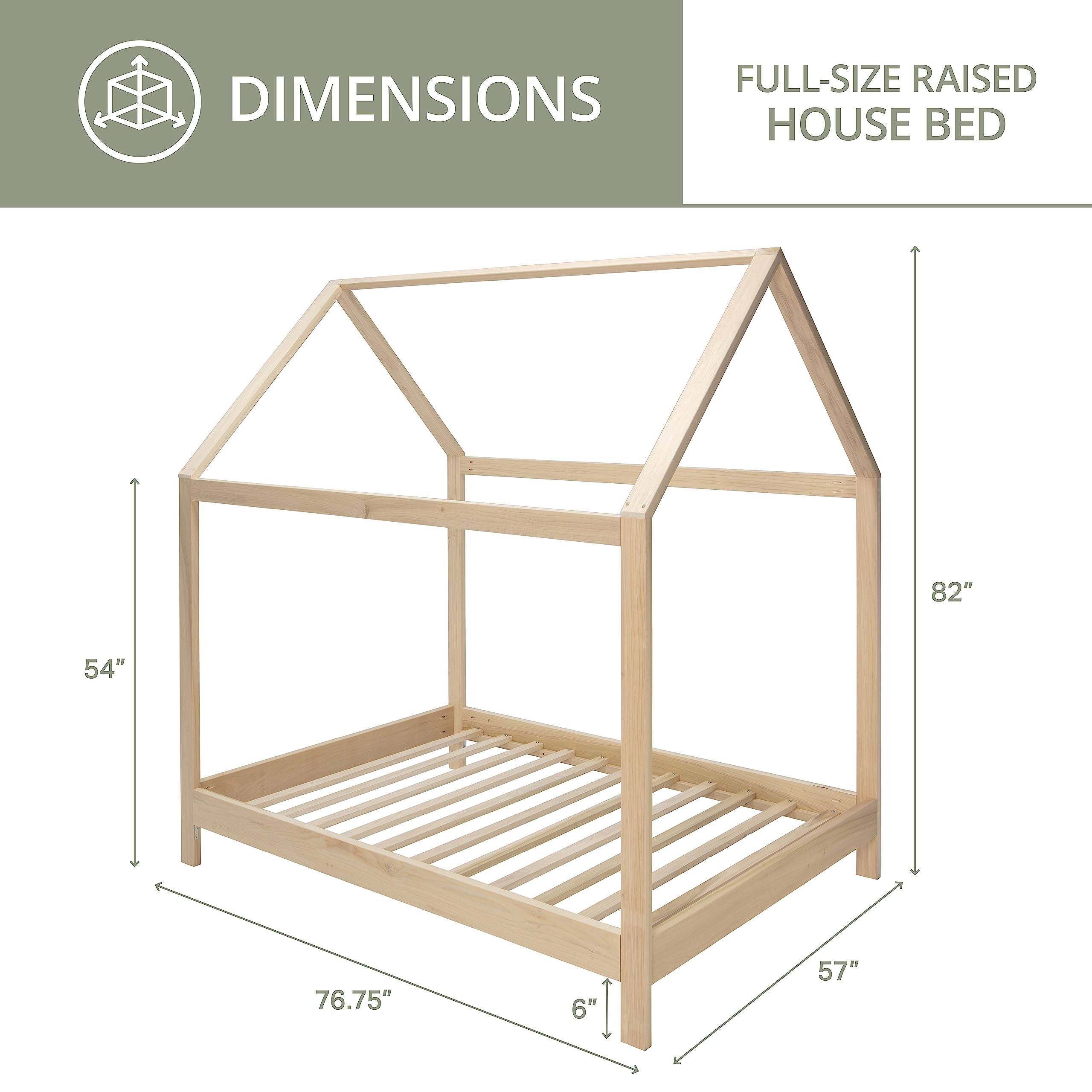 American Furniture Classics Model Full SR Full Size House Bed with Raised Base