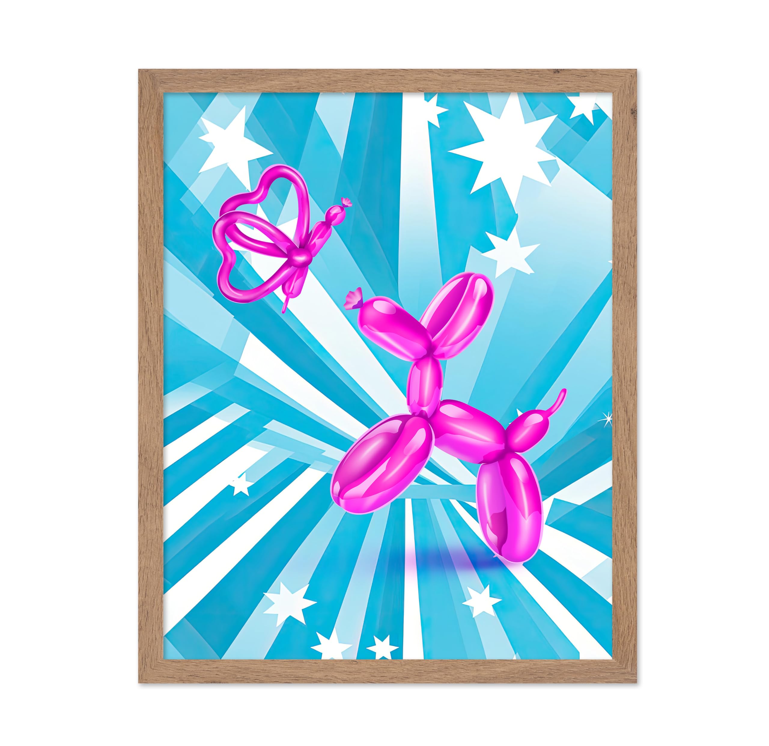 Poster Master Balloon Dog Poster - Balloon Butterfly Print - Pink Balloon Art - Trendy Art - Pop Art - Gift for Men & Women - Ch