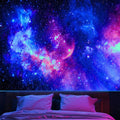 Blacklight Galaxy Tapestry for Bedroom Aesthetic Space Starry Sky Stars Universe Backdrop Black Light Poster Decor Wall Hanging 