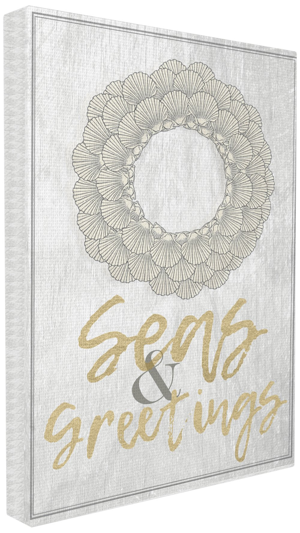 The Stupell Home D  cor Collection Seasons Greetings Festive Graphic Wreath Stretched Canvas Wall Art, 16 x 20