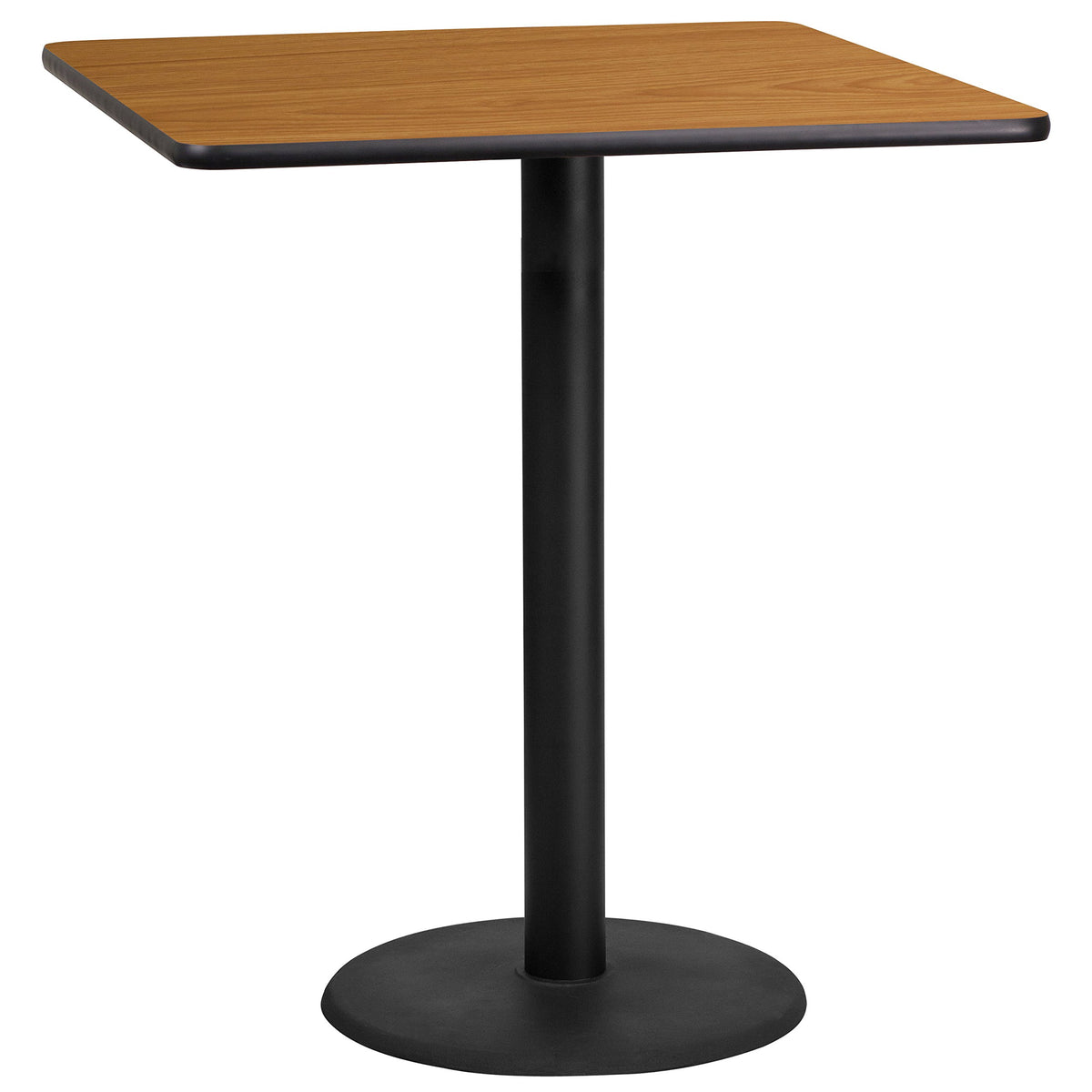 Flash Furniture Stiles 36'' Square Natural Laminate Table Top with 24'' Round Bar Height Table Base