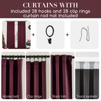Shineland Wine Red Burgundy Curtains 63 Inch Length For Bedroom 2 Panels Winter Thermal Blackout Curtains For Kitchen