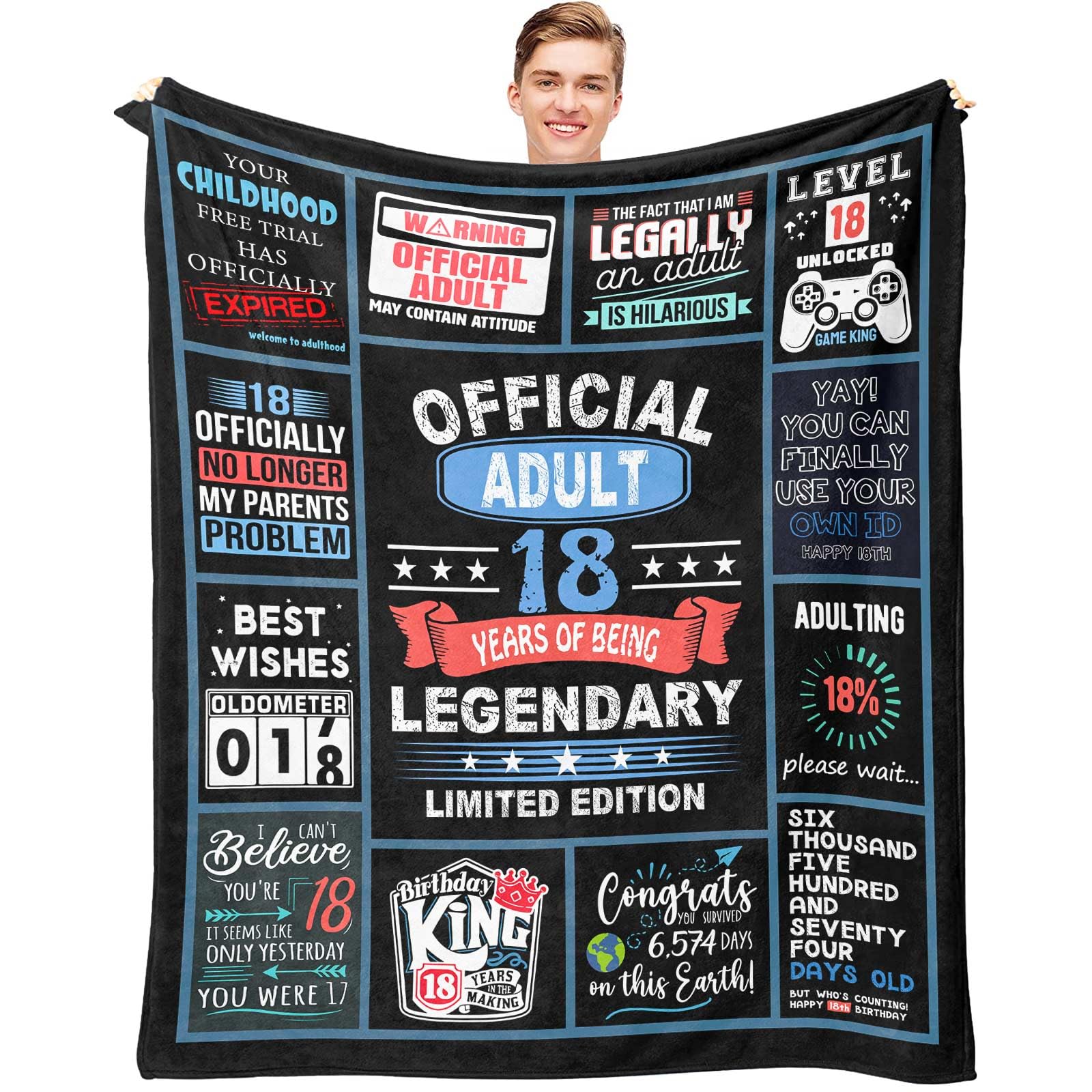 18Th Birthday Gifts For Boy, 18 Year Old Boy Birthday Gifts, Gifts For Boy Turning 18, 18 Birthday Gift Ideas Throw Blanket 60 X