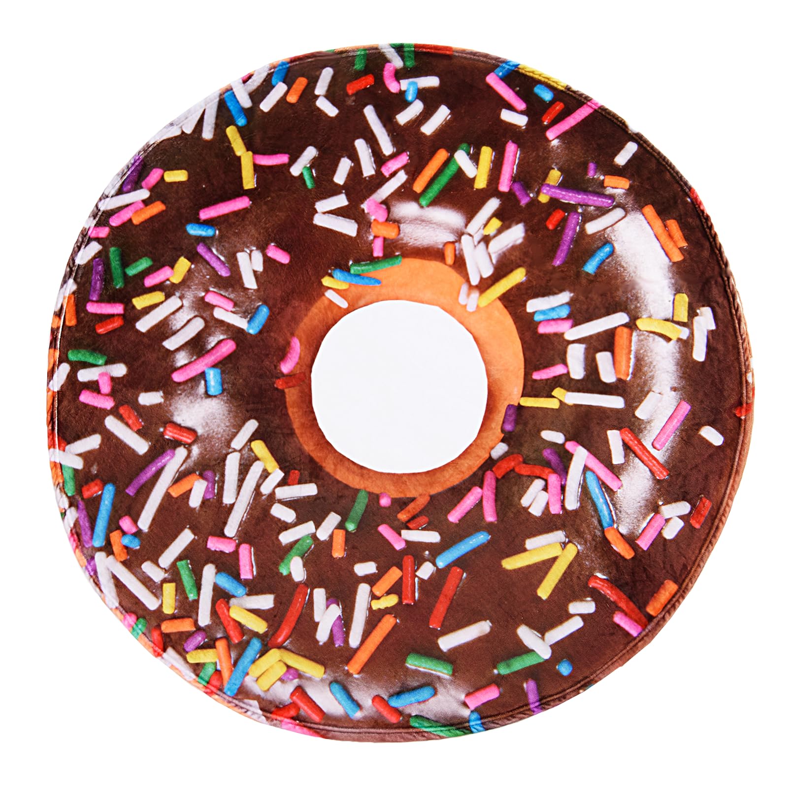 Vessia 60 Inch Chocolate Donuts Printed Throw Blanket, Realistic Funny Round Food Blanket For Adults And Kids, 300Gsm Soft Giant