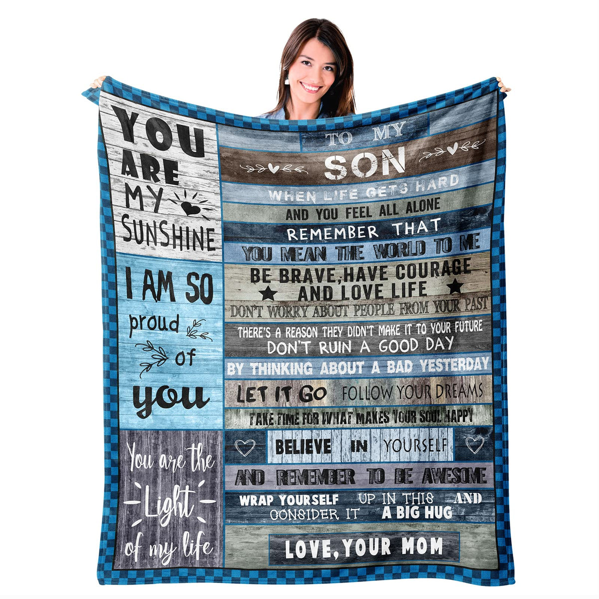 To My Son Gifts From Mom, Birthday Gifts For Son Gift For Valentines Day Christmas Graduation, Flannel Fleece Soft Cozy Throw Bl