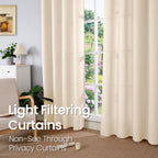 Bgment Faux Linen Curtains 90 Inches Long Set Of 2 Panels, Living Room Long Curtains Burlap Textured Thick Light Filtering Privacy Grommet Window Treatments, 52 X 90 Inch, Light Beige