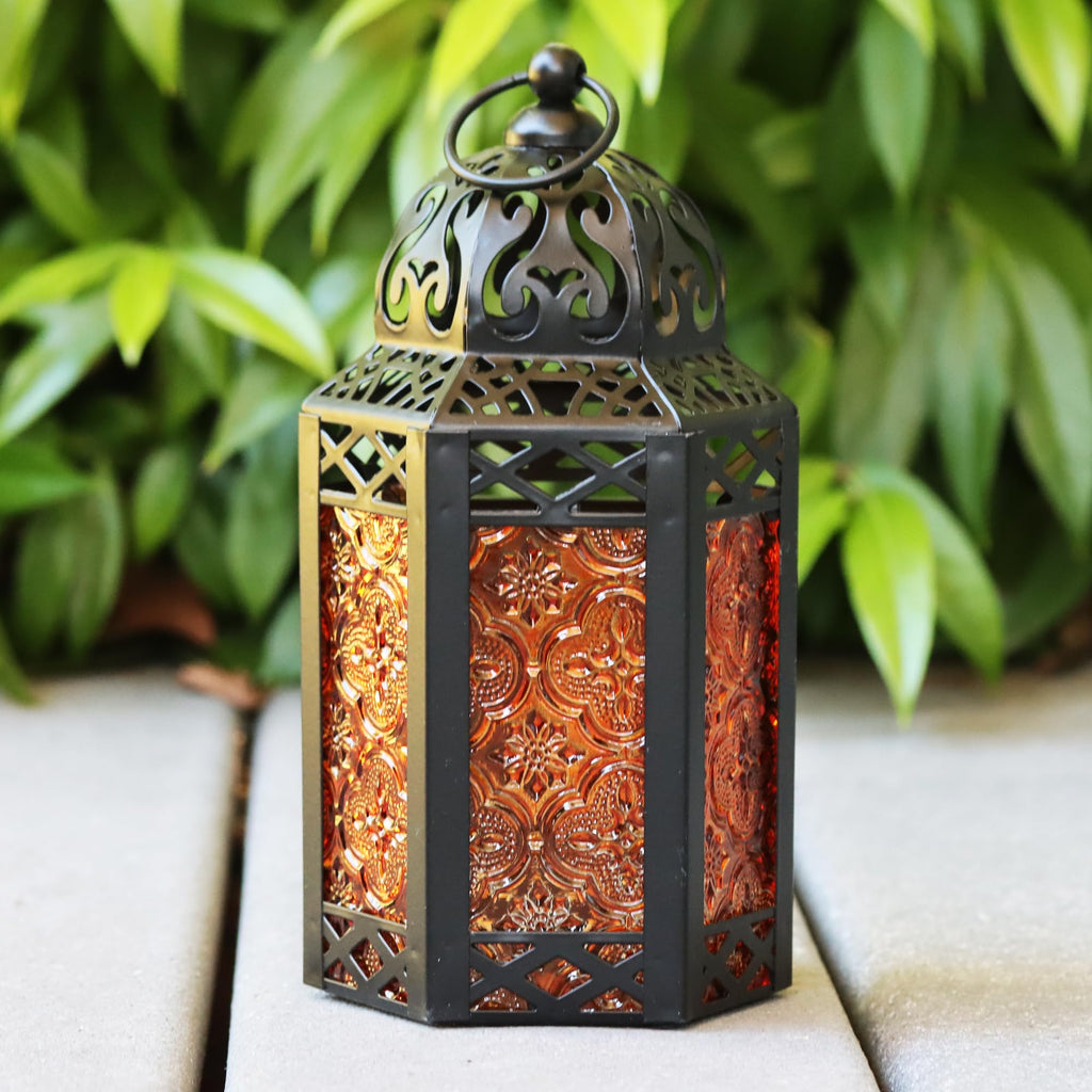 Small Black Metal Decorative Moroccan Lantern Candle Holder Lamp For Halloween - Indoor/Outdoor, Home Decor, Patio, Weddings, Ch