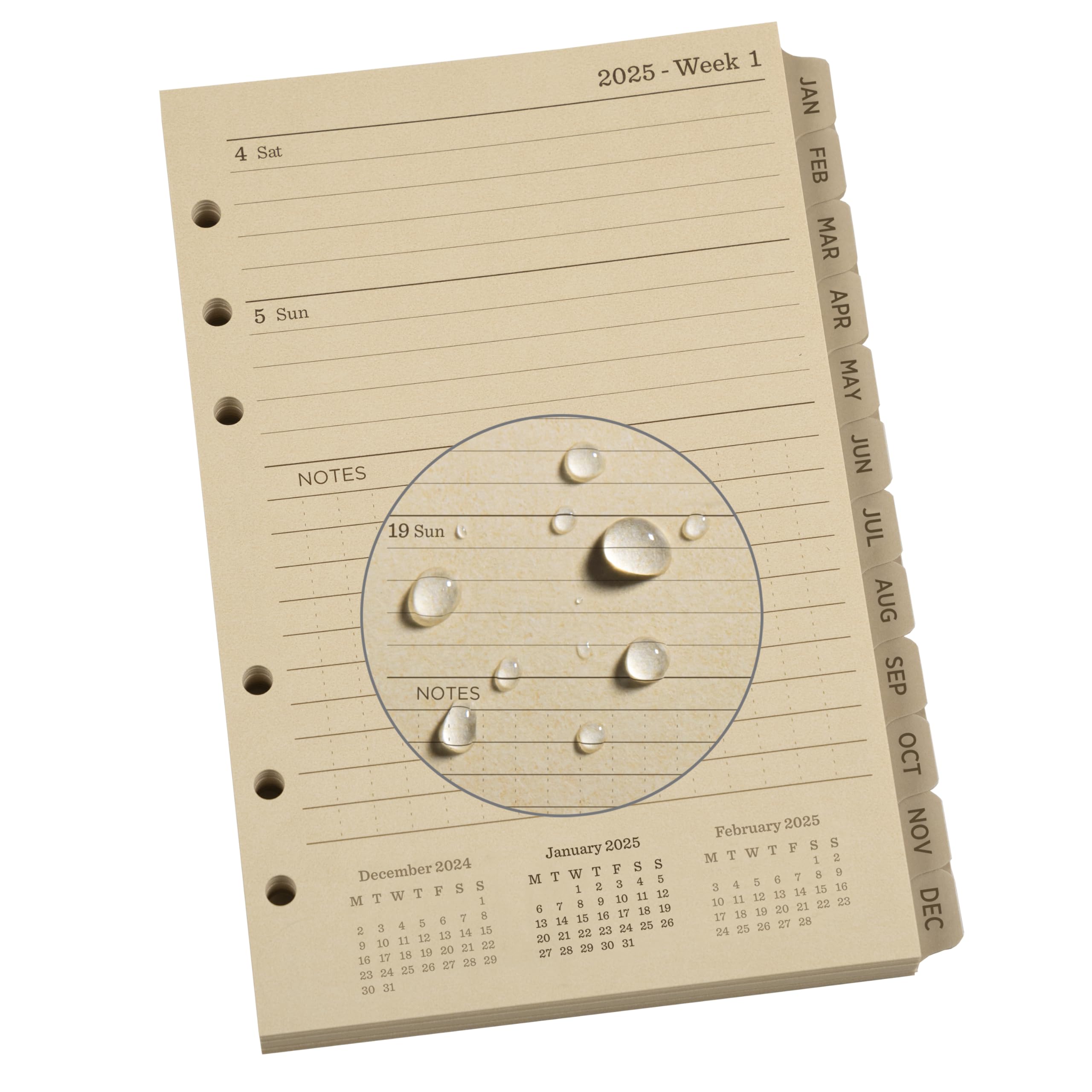 Rite In The Rain 2025 Dated Weekly Loose Leaf Calendar Set, 5    X 7   , Tan Sheets, 365 Days (No. Pl2025W)