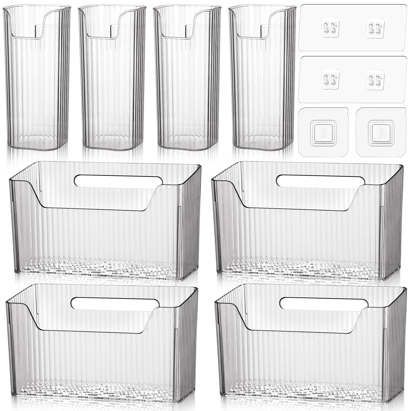 Silifine 8 Pcs Storage Organizer Bins Wall Mounted Organizer Basket Plastic Cabinet Door Bins Stackable Hanging Baskets For Orga