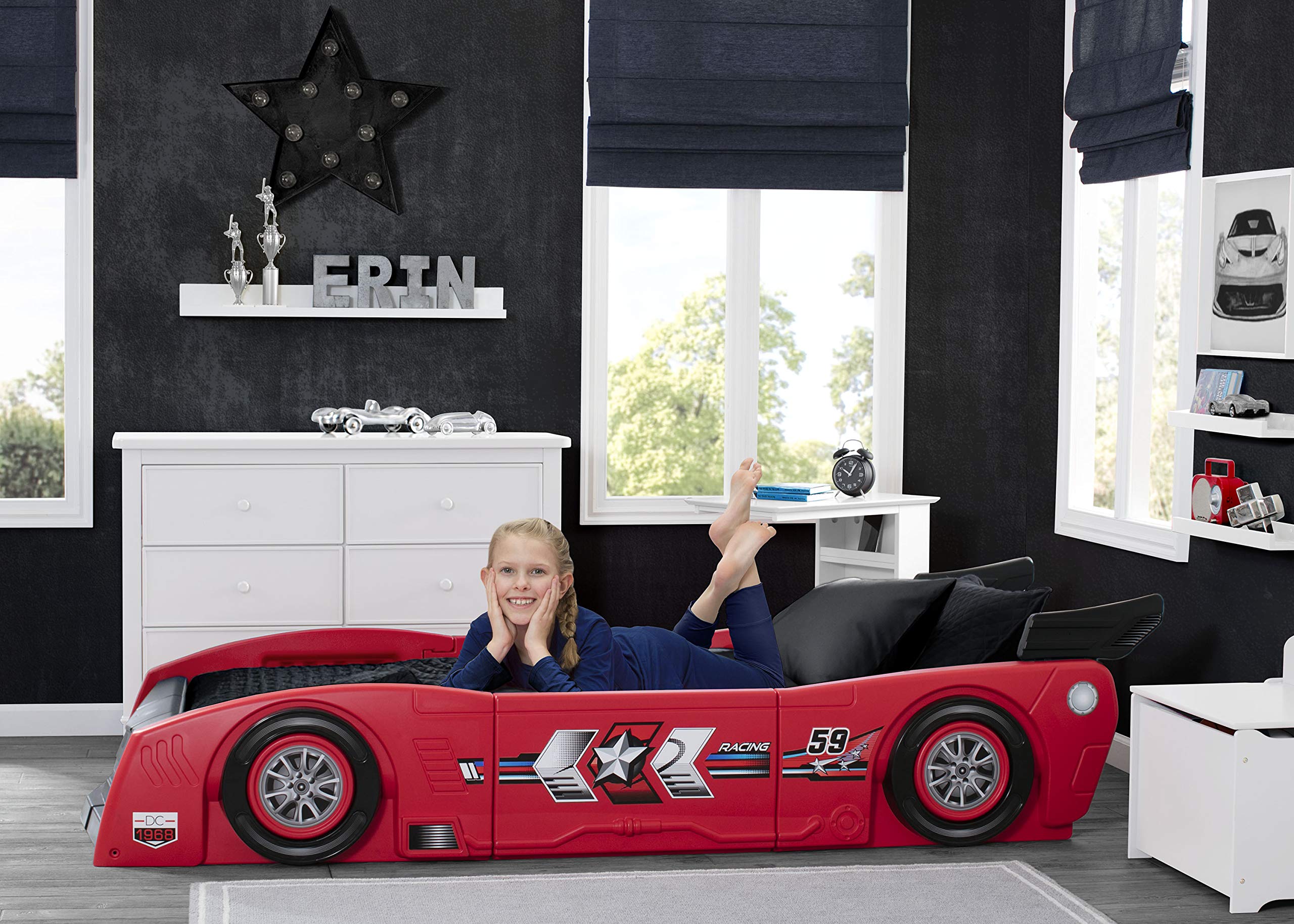 Delta Children Grand Prix Race Car Toddler-To-Twin Bed, Red