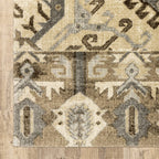 HomeRoots Polypropylene 7’ x 10’ Tan and Gold Central Medallion Indoor Area Rug