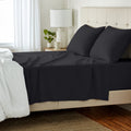 Amazon Basics 4 Piece Bed Sheet Set, 100% Cotton Jersey, Includes Super Soft, Flat and Fitted Sheets, Pillowcase, Queen, Black, 