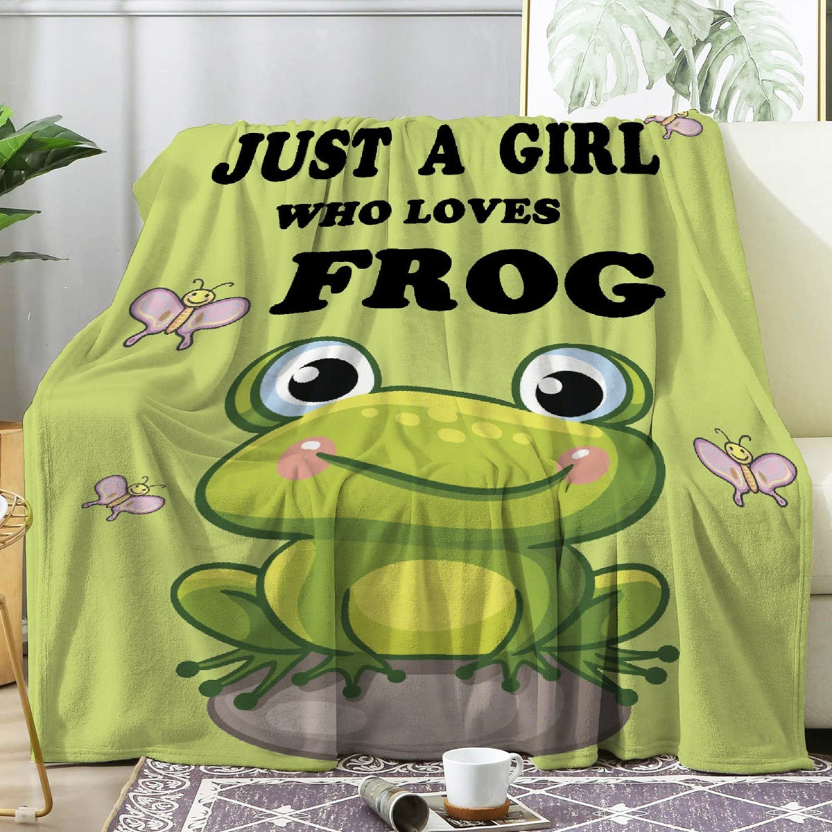 Atthadassi Just A Girl Who Loves Frog Soft Blanket All Season Throw Blanket Fleece Blankets Bed Sofa 50'X40'