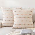 Yeenaasy Boho Throw Pillow Covers 18X18 Set Of 2 Modern Farmhouse Decorative Cushion Case Tufted Linen Square Pillows Cover Neut