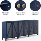 Crosley Furniture Cassai 3-Piece Entertainment Center Tv Stand, Media Console, Vinyl Record Storage, Navy
