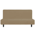 Easy-Going Stretch Futon Slipcover Armless Futon Bed Cover Furniture Protector Without Armrests With Elastic Bottom For Kids, Soft Jacquard Fabric Small Checks (Large, Tan)