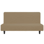 Easy-Going Stretch Futon Slipcover Armless Futon Bed Cover Furniture Protector Without Armrests With Elastic Bottom For Kids, Soft Jacquard Fabric Small Checks (Large, Tan)