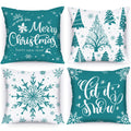 Lanpn Christmas Throw Pillow Covers 18X18 Set Of 4, Merry Christmas Winter Xmas Snowflake Decorative Holiday Cushion Pillow Case