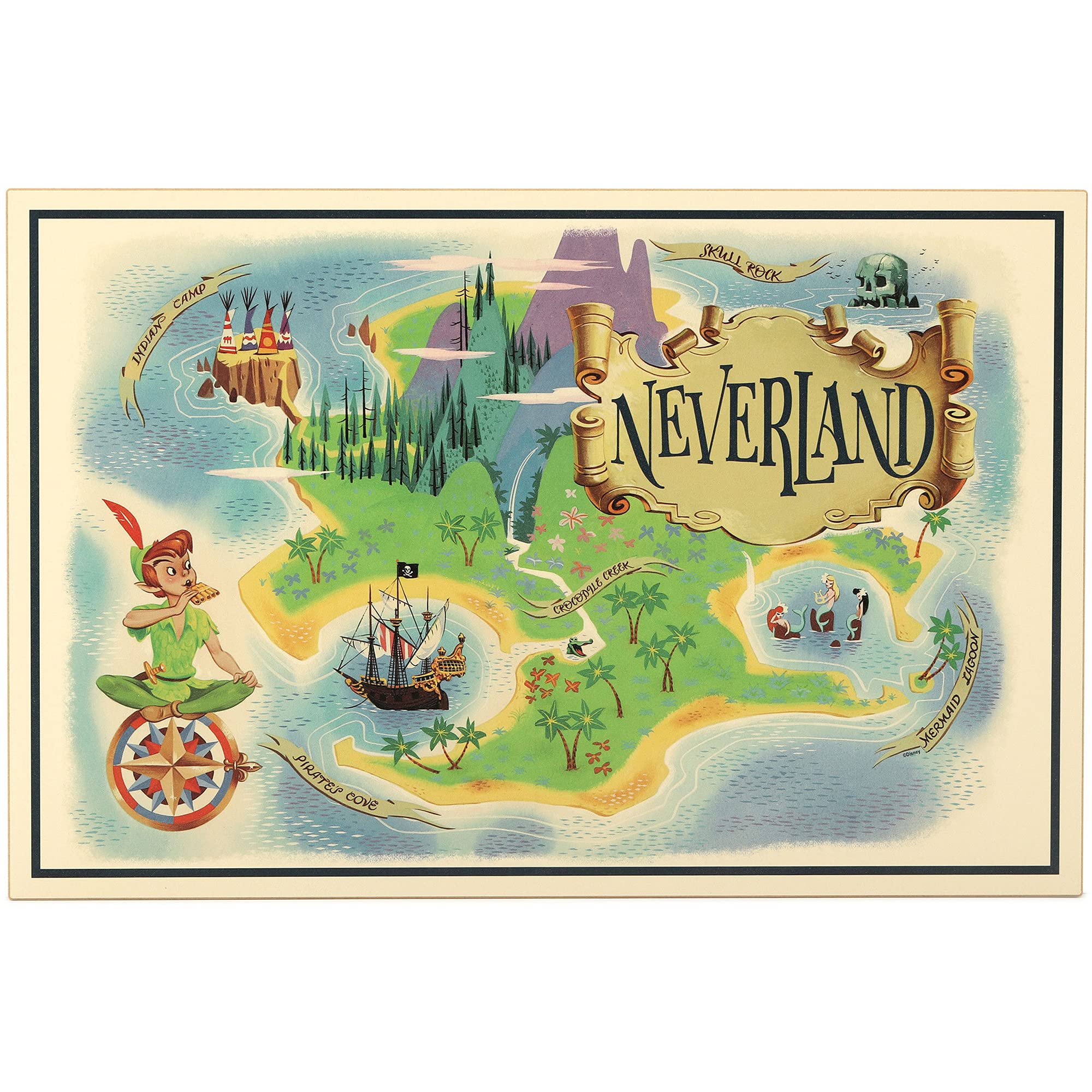 Open Road Brands Disney Peter Pan Neverland Map - Large Peter Pan Wall Decor for Kids Bedroom, Play Room or Nursery