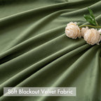 Miulee Olive Green Pom Pom Velvet Curtains For Bedroom/Living Room Darkening Thermal Insulating 96 Inches Long Blackout Curtains