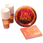 Silver Buffalo Lord of the Rings Map Pony Paper Plates Cups Napkins Party Pack Set, 60 Piece