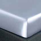 Homiest Baby Blue Satin Fitted Sheet Queen Size Fitted Bed Sheet, Deep Pocket Fitted Sheet Only, Luxury & Ultra Soft Bedding Fitted Sheet Single Bottom Bed Sheets Sold Separately