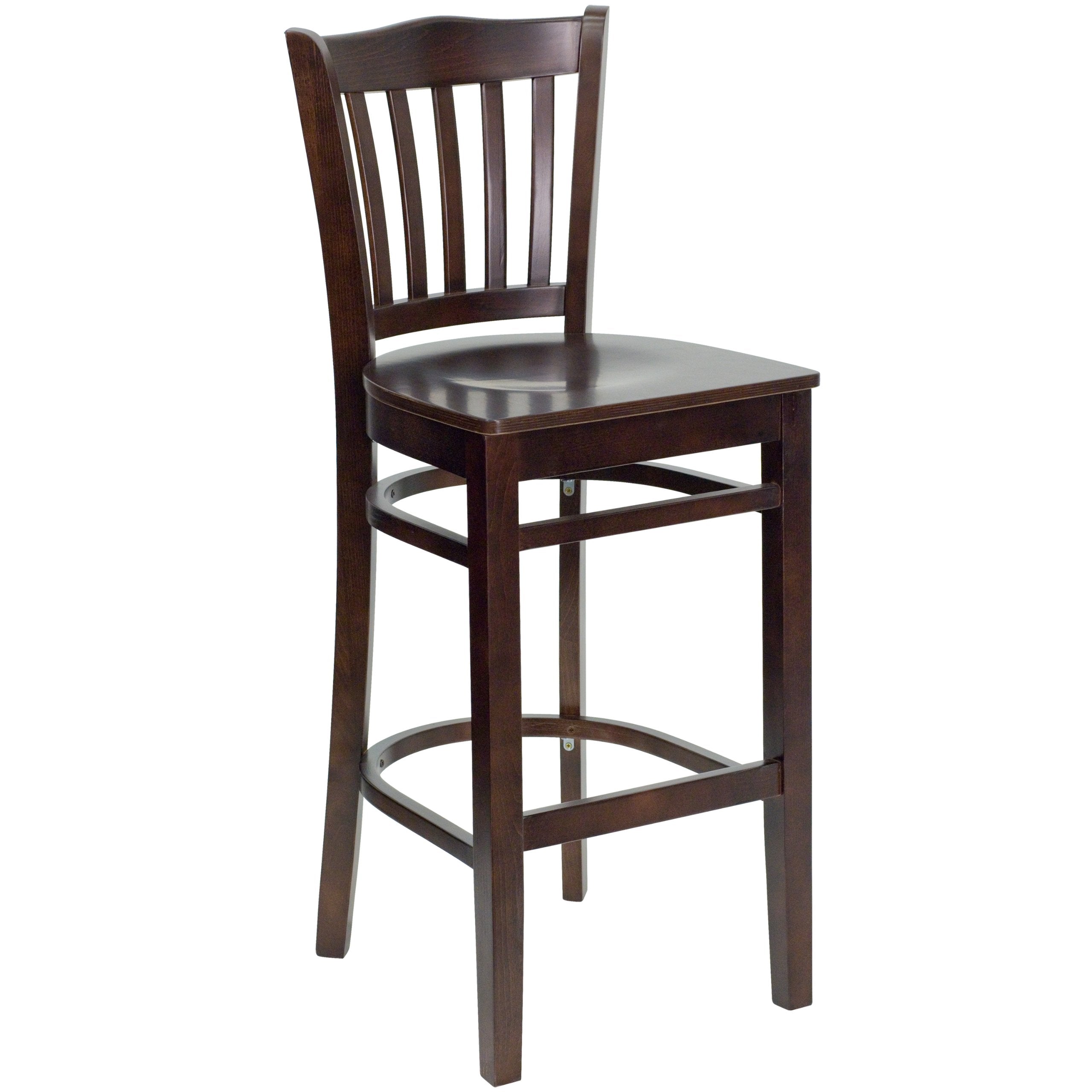 Flash Furniture HERCULES Series Vertical Slat Back Walnut Wood Restaurant Barstool