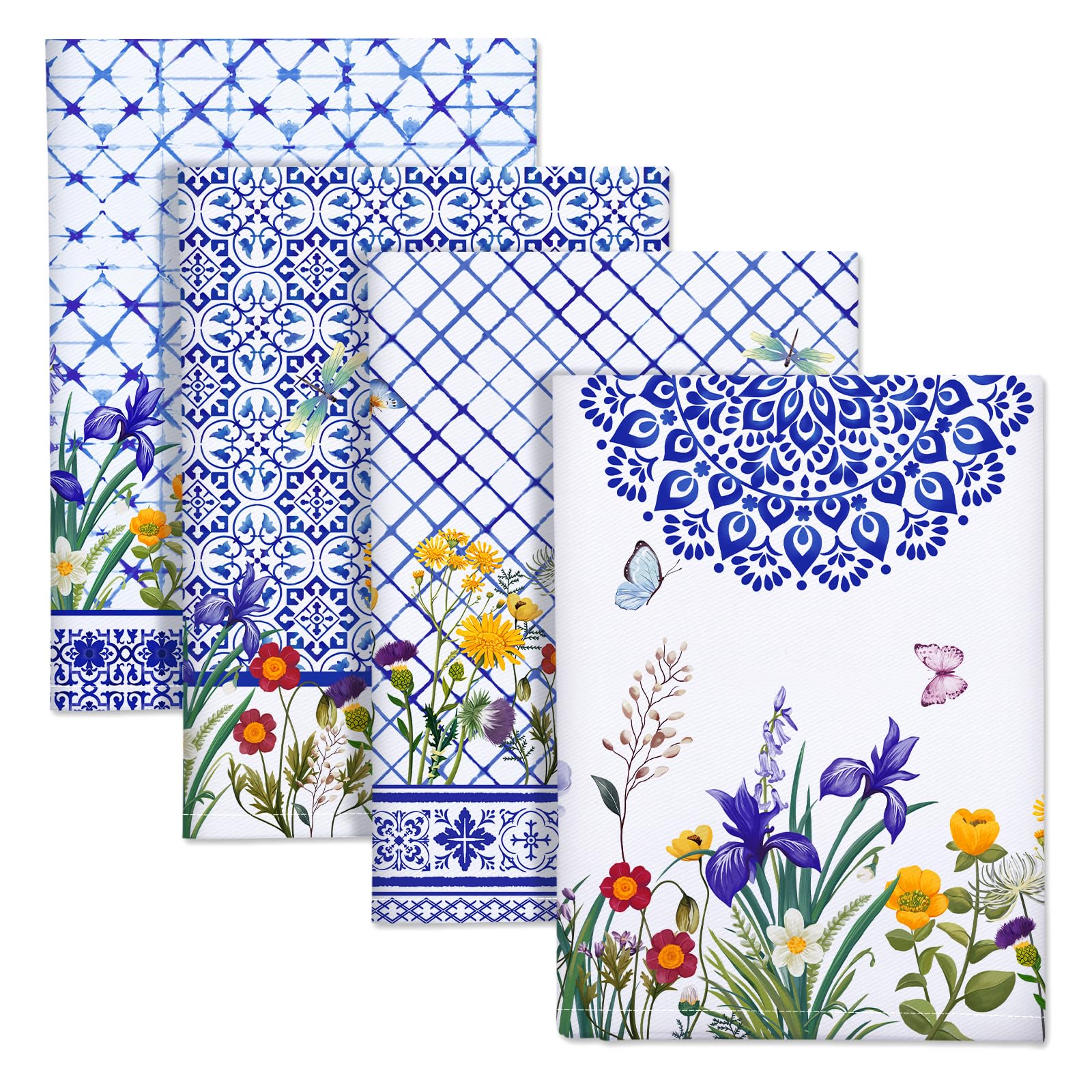 Arquiel Wildflower Kitchen Towel 100% Cotton Quick Dry Dish Towels 20 x 27.5inch, Summer Flowers Dishcloth Hand Towels for House