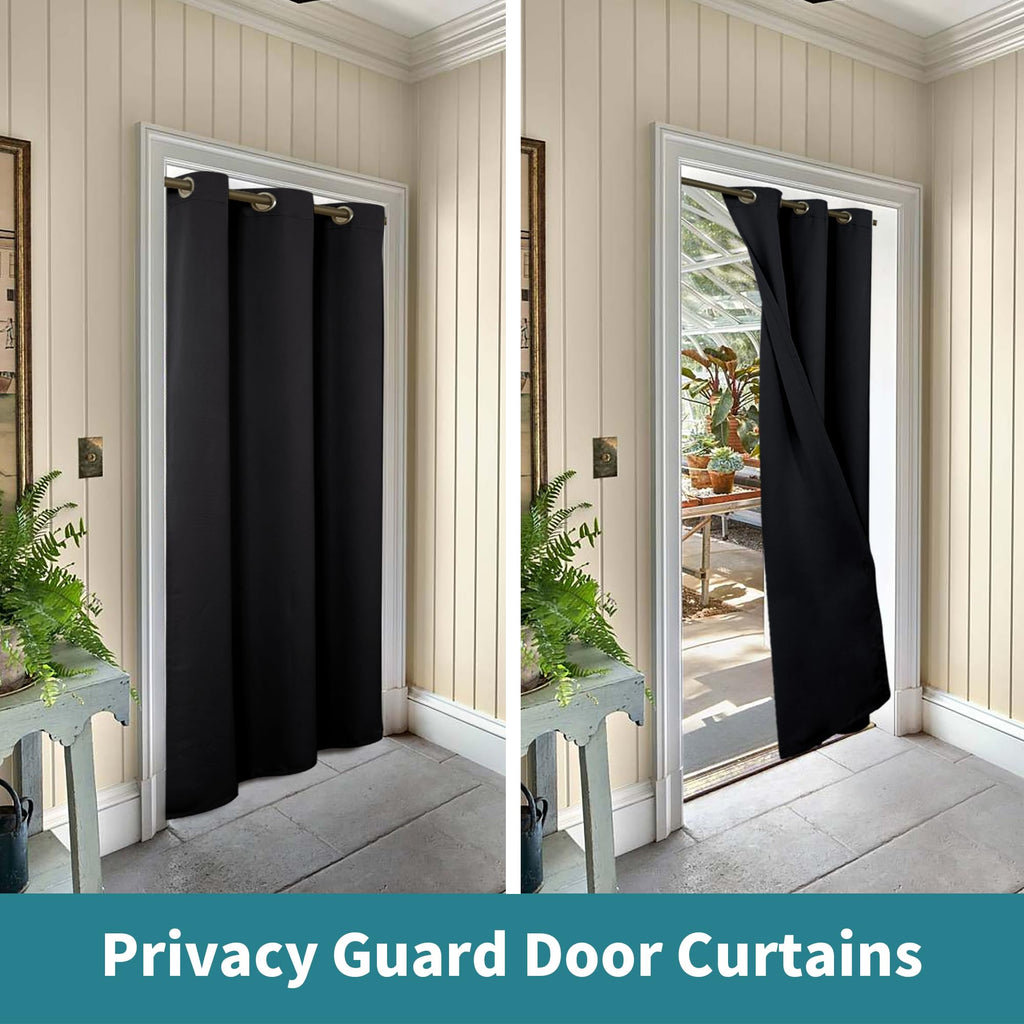 Bgment Black Door Curtain 78 Inch Length For Doorway, Bedroom Closet Curtain, Privacy Thermal Insulated Blackout Grommet Room Divider For Room Separation, 1 Panel, 40 Inch Wide